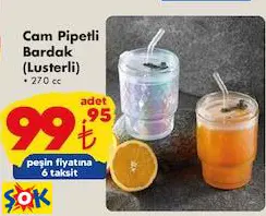 CAM PİPETLİ BARDAK (LUSTERLİ)